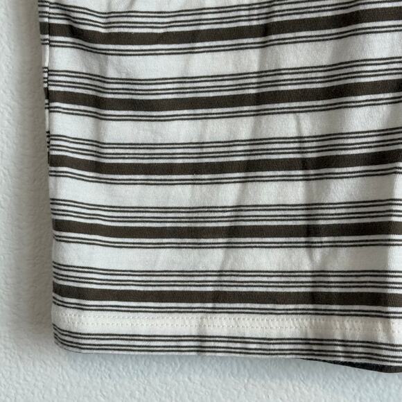 Dickies Striped Pocket Tee Skater Girl Brown White Relaxed Fit Boxy Top Gorpcore - Picture 4 of 6